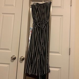 Black and white striped romper